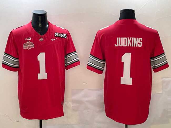Mens Ohio State Buckeyes #1 Quinshon Judkins Red 2025 CFP Final With National Champions Patch F.U.S.E. Vapor Limited Stitched Football Jersey->ohio state buckeyes->NCAA Jersey